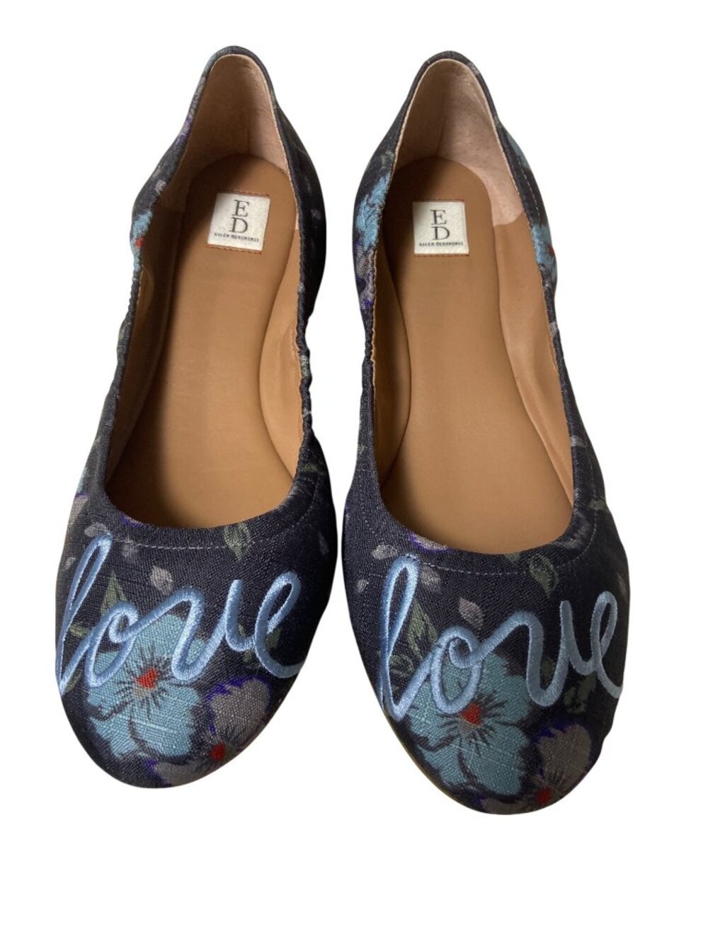 Ellen DeGeneres ED Womens Floral Love Ballet Flats Size 9M Textile Upper